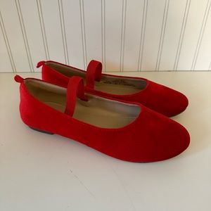 Red Velour Ballet Flats